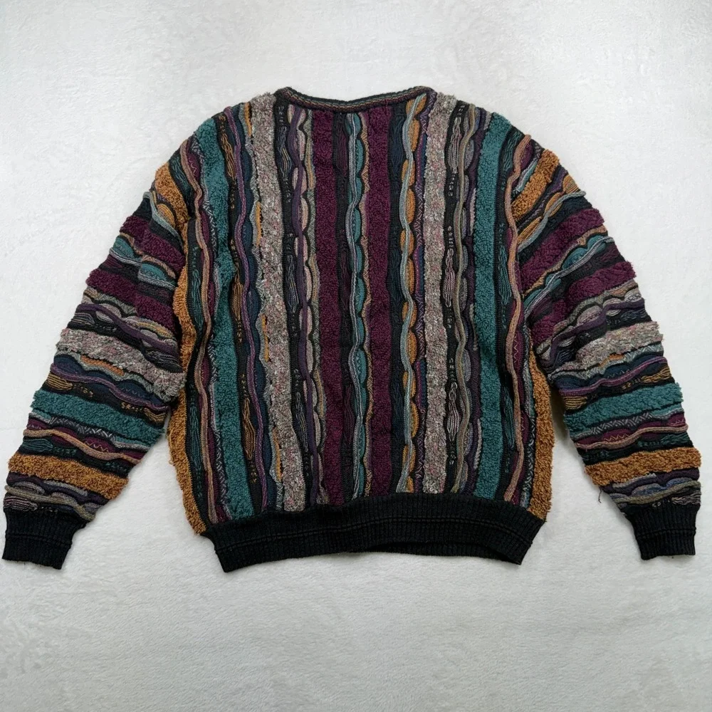 Florence Tricot Large Sweater 3D Textured Knit Multi-Color Retro 90s Coogi-Style